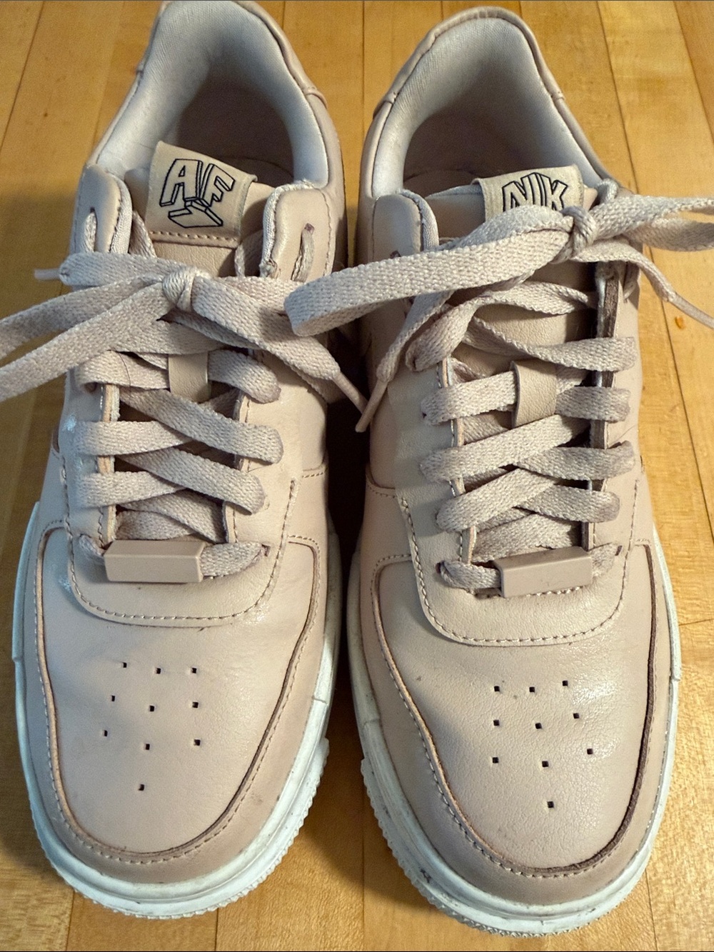 Nike light pink Air Force One Leather Low-Top Sneakers size 8